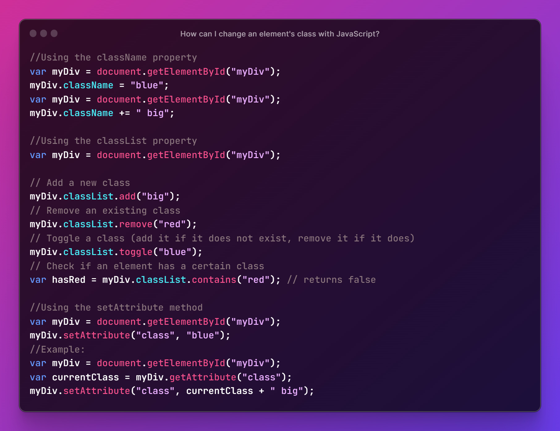 How to change the class of an element in JavaScript onclick?