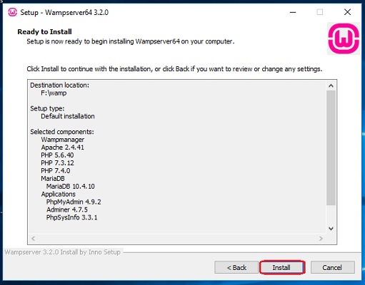 wamp server setup on windows 10 