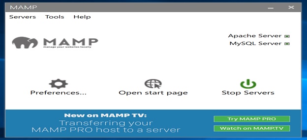mamp server setup on windows 10