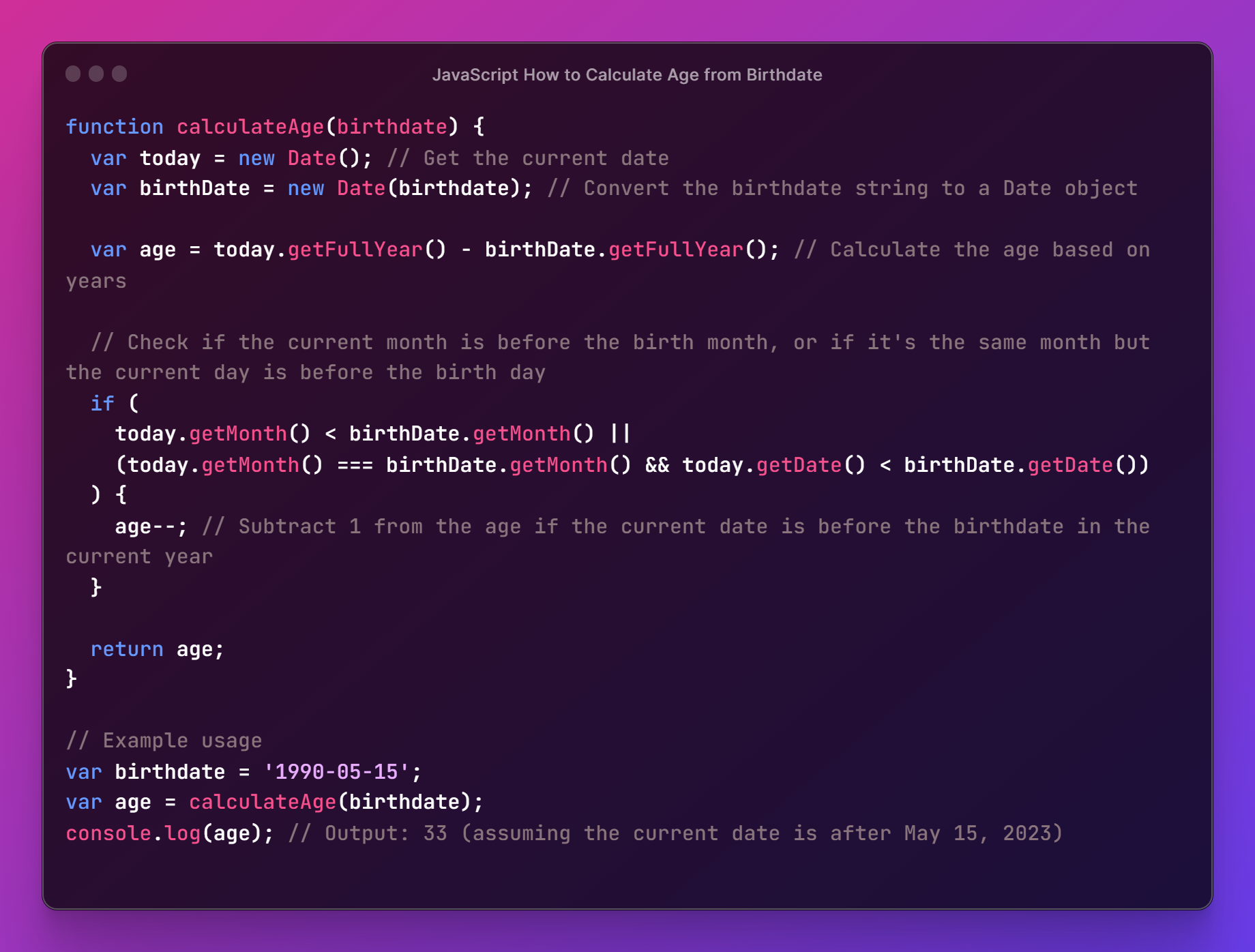JavaScript How to Calculate Age from Birthdate